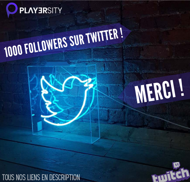 1000 follow ! Merci de nous soutenir 👏

<a href="/PlayerSity/">PlayerSity®</a> c'est des streams, du plaisir, des giveways, et pleins d'autres projets en cours ! 

Dès la semaine prochaine, un autre giveway prévu sur le twitter ! Restez connecté 🤩