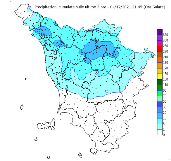 amtoscana's tweet photo. Monitoraggio precipitazioni Toscana - #allertameteoTOS - 04/12/2021 22:00 - CFR Toscana - https://t.co/5aPOs6e8om https://t.co/QsK7UHCHVf