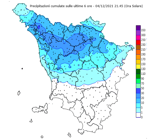 amtoscana's tweet photo. Monitoraggio precipitazioni Toscana - #allertameteoTOS - 04/12/2021 22:00 - CFR Toscana - https://t.co/5aPOs6e8om https://t.co/QsK7UHCHVf