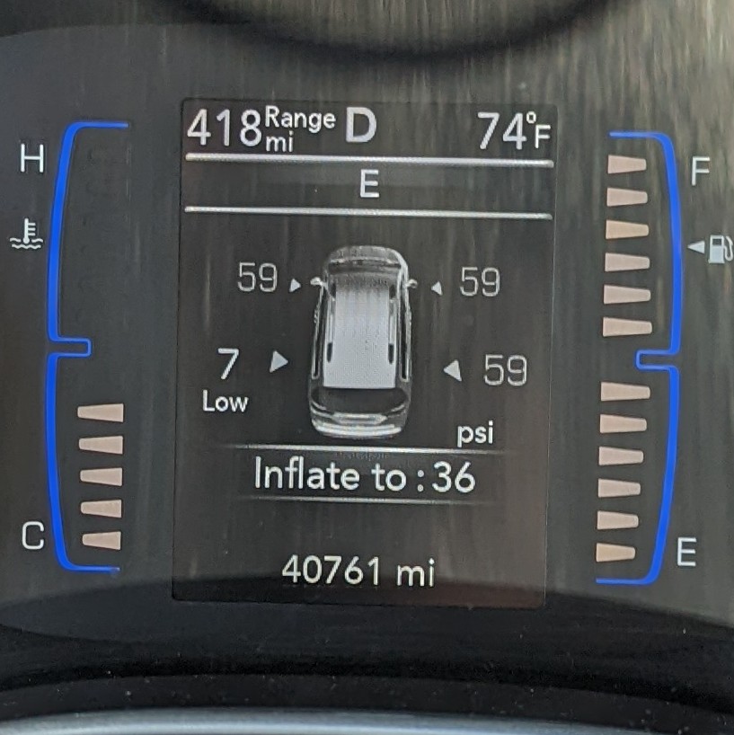 I "appreciate" your commitment to vehicle safety <a href="/Avis/">Avis Car Rental</a>... Yes, those numbers are correct, tires were inflated to 60 PSI when I received the vehicle! And no surprise, the rear tire failed when going over a bridge threshold. Could have been far worse if I was going more than 20mph.