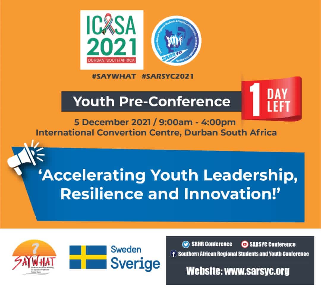 ¿Se ha registrado para la Preconferencia Juvenil de ICASA 2021? El día que todos estábamos esperando está aquí.#ICASAYouth2021
#ICASA2021
#SAYWHAT
#SARSYC @YAPzw @Africannena
@SAYWHATOrg @chichie_vee @Qhubuthando
@sarsyc @lihlee_moyo207
@icasa2021