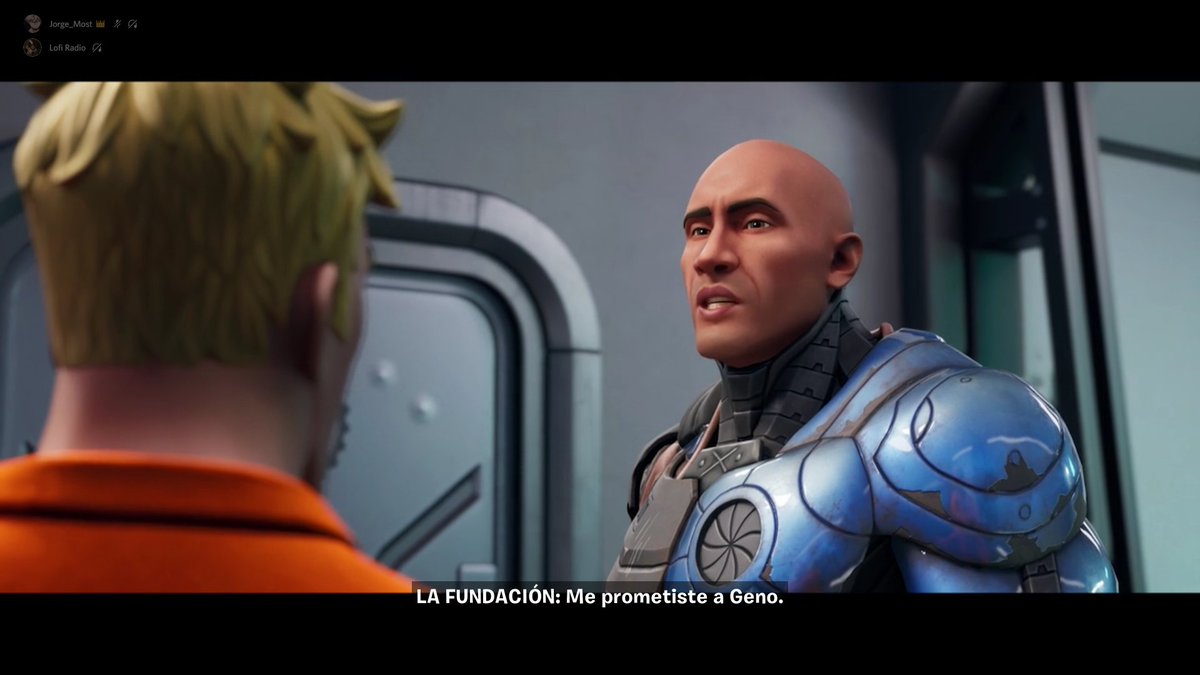 Jorge_Most's tweet photo. La Fundación se quitó el casco en el evento y tal y como se dijo ha resultado ser The Rock! #Fortnite https://t.co/0RzmCynYvh