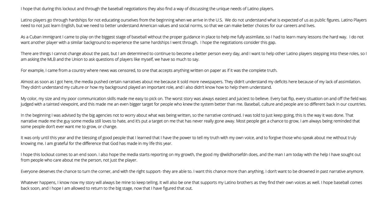 YasielPuig's tweet photo. So I got something on my chest. I know its long so some of you may be happy for me, or sorry that it happened. If you actually read it, you will probably say the same. And yes, I had help. @lisettecarnet asks me how I feel, then she puts it in your language. She speaks Puig. https://t.co/v5KtJigPl8