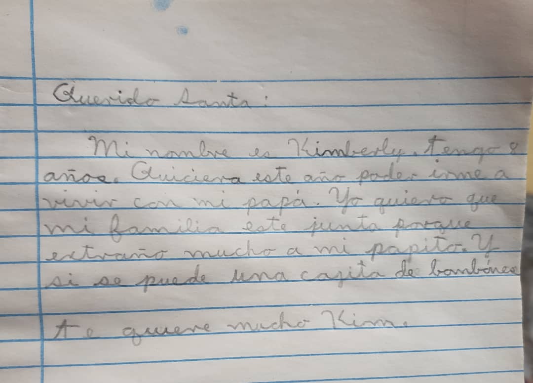Myfamilyunited's tweet photo. @POTUS This letter is one of many that the children of the Cuban family reunification are doing, they need you to be their Santa Claus this year, reopen consular services in Havana, please https://t.co/BYRb6SW1hw