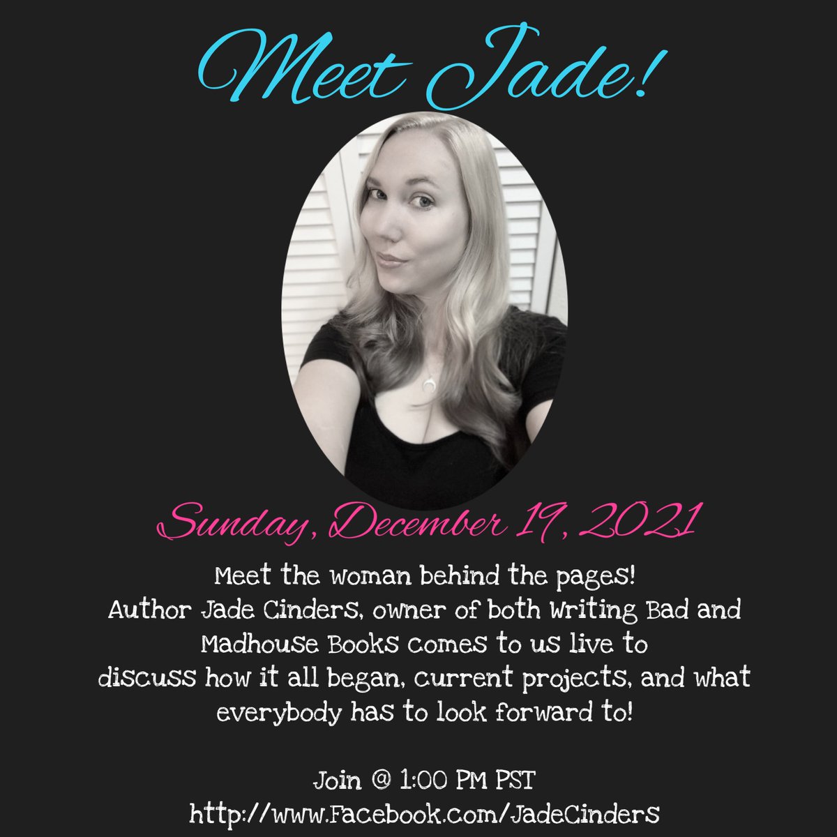 JadeCinders's tweet image. Come hang out December 19th! #indieauthor #AuthorLife #AuthorsOfTwitter