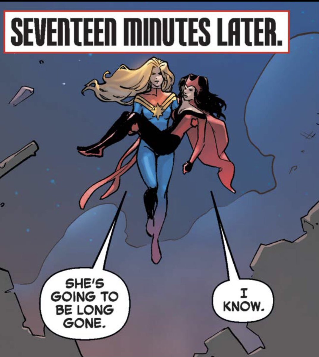 love how wanda is capable of flying herself but is still happy to have carol carry her around