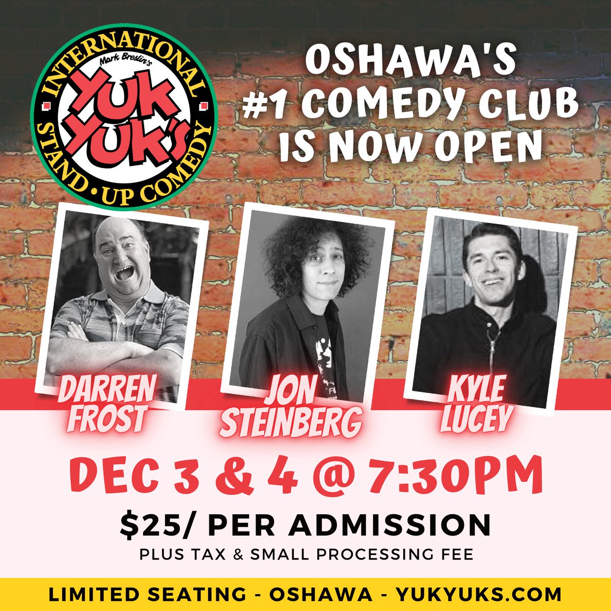 LAST CALL FOR TONIGHT'S SHOW. $25 a ticket, buy now: YukYuks.com/Oshawa

XXX RATED! Darren thrives on hyper-driving criticisms, dark revelation &amp; lunacy. He's headlining the Yuk Yuk's stage THIS WEEKEND. 3 Comics, Ft. JON STEINBERG &amp; KYLE LUCEY.

#Oshawa #Durham