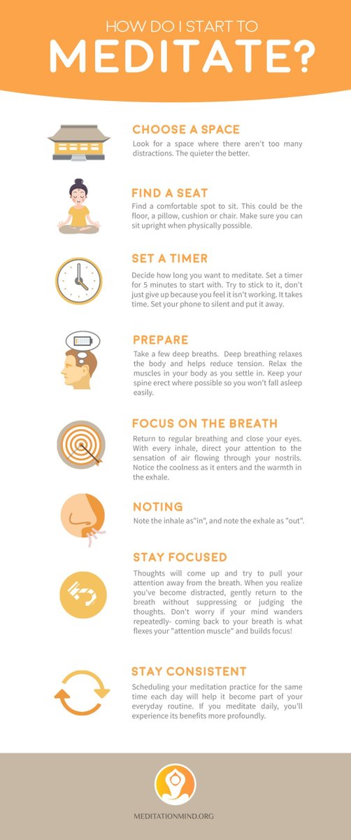 MeditationMind4's tweet photo. Hey you! Want to start with meditation? Check out our awesome 8-step infographic to get started🧘
https://t.co/w9QSfTLtW3
#meditation #mindfulness #guide #infographic #HowTo https://t.co/1yVkPyapyS