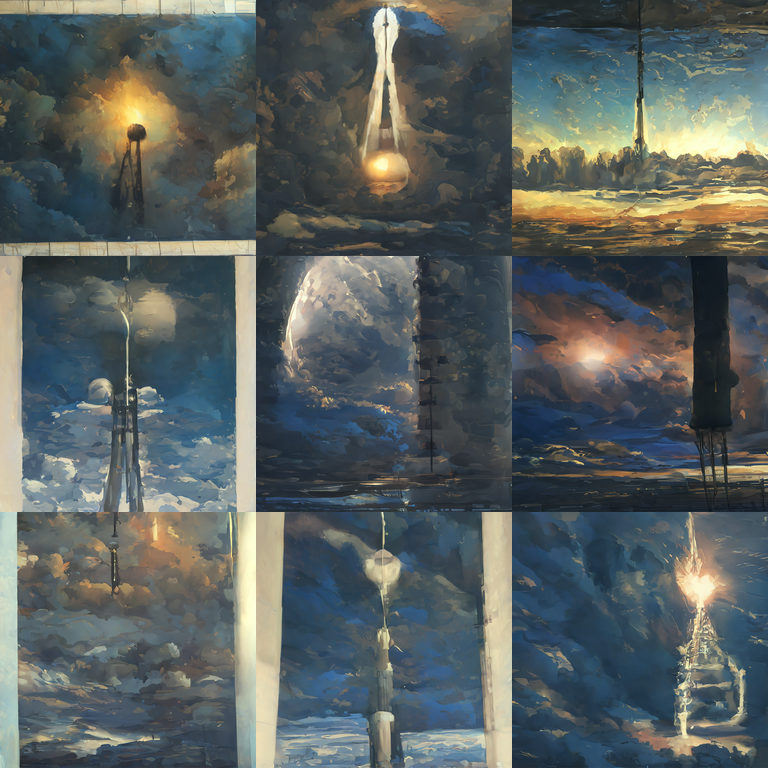 RiversHaveWings's tweet image. a painting of a space elevator
