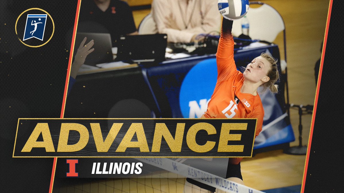 The defending champs are OUT! 

<a href="/IlliniVBall/">Illinois Volleyball</a> looks very good in Lexington and takes down (7) Kentucky, 3-1 (25-22, 20-25, 25-10, 25-21), in the 2nd Round to clinch a trip to Regionals!  

#NCAAVB