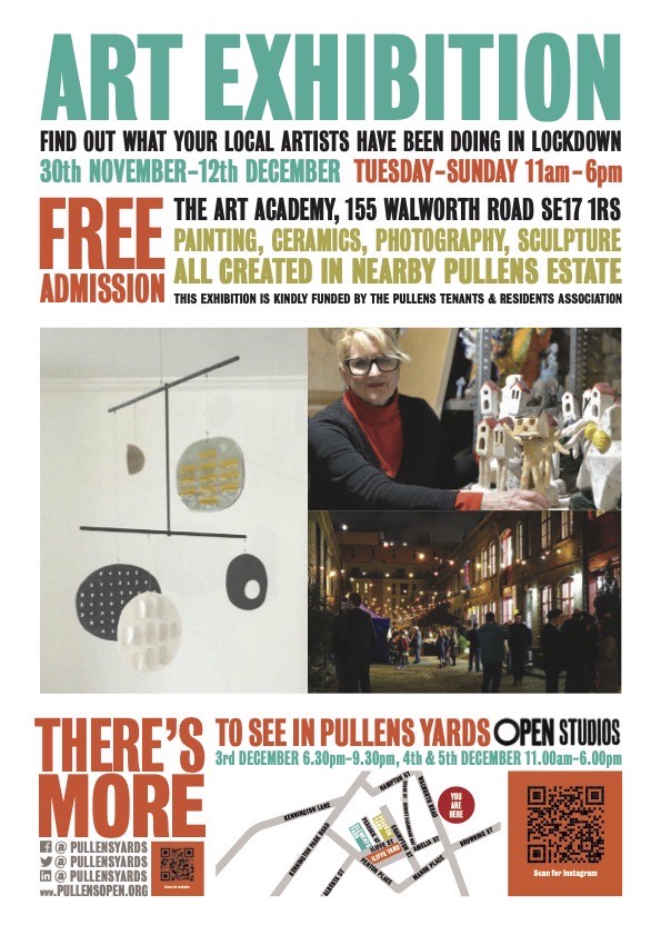 If you come down to our open studios make sure you pop over to the art academy on Walworth road! 

#openstudios #christmasmarket #artexhibition #walworth #se17 #pullensyards #pullensopenstudios