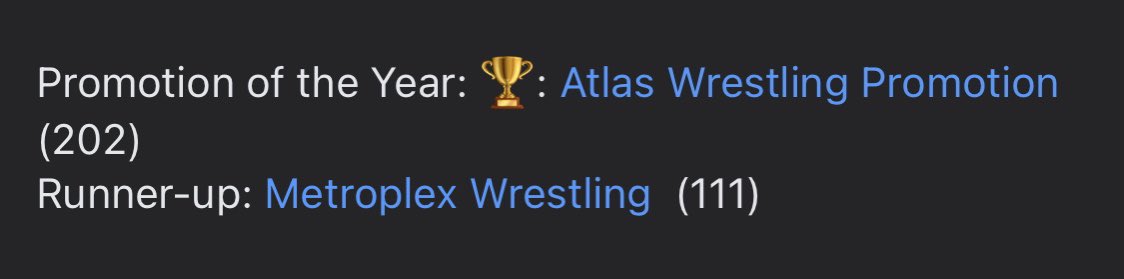 REtothePEAT's tweet photo. We did it! Atlas Wrestling is Texas Wrestling Reviews, promotion of year!
Thank you to everyone who voted for us. One whole month of listening to me campaign for votes.
#AtlasStrong https://t.co/ye4KSN93w8