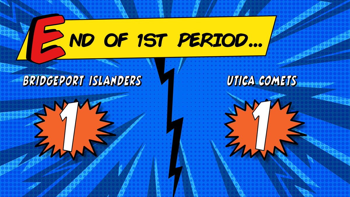 AHLIslanders's tweet photo. We're tied up at the end of the first! 
BRI 13 SOG | UTI 10 SOG 
#BRIvsUTI | #SuperheroWeekend https://t.co/diAHY0tNXm
