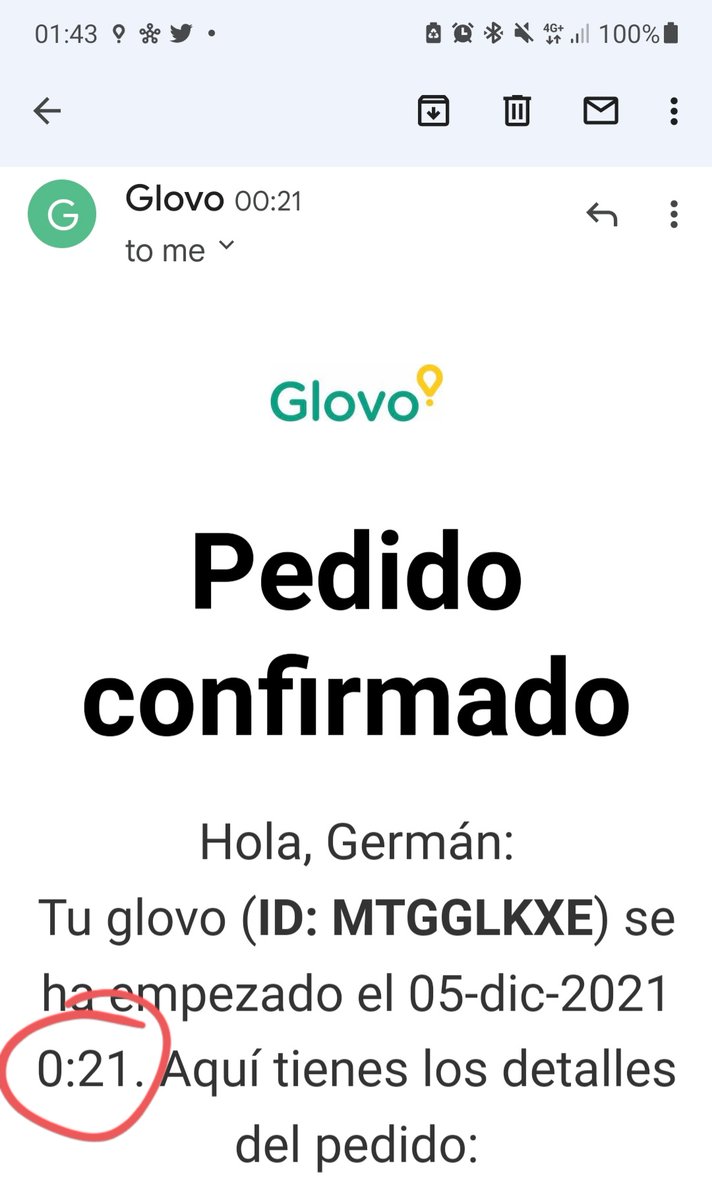 Son las 1:45 am y aún sin que me llegue la comida <a href="/Glovo_ES/">Glovo</a>  es una tomadura de pelo! #abuso