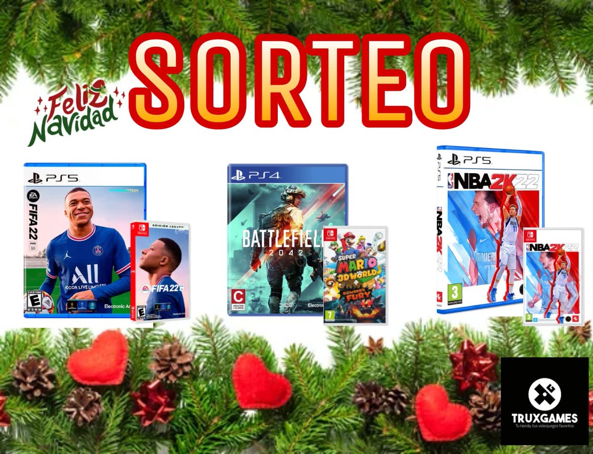 truxgames's tweet photo. 🎄🎁 SORTEO 🎁🎄
1xJuego #PlayStation o #Swicth el Que tú Eligas ,Hasta el 24 de Diciembre🍀
Requisitos: 
SEGUIRME: 
-Twich: https://t.co/MgJnTqCaGD
-Instagram:https://t.co/AiX80K8H1p
Seguir @truxgames 

-Facebook: https://t.co/cceCz5ua0U
-Youtube: https://t.co/9NmHoNiPTG https://t.co/2pMIFHmRtL
