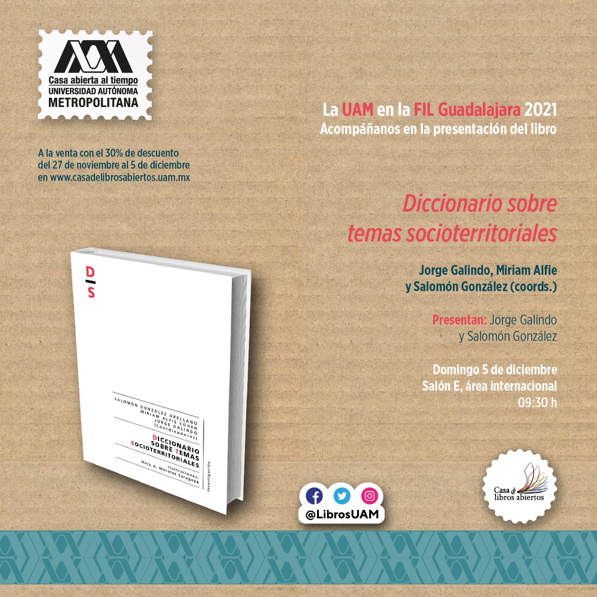 LibrosUAM's tweet photo. Programación de presentaciones de #LibrosUAM en el marco de la @FILGuadajalara 
Domingo 5 de diciembre

Diccionario sobre temas socioterritoriales

09:30 h
Salón E, área internacional (presencial)

#UAM #LibrosUAM #LibroObjeto #CulturaUAM #Libros #UAMCuajimalpa #Urbanismo https://t.co/hhR3IsG4Uw