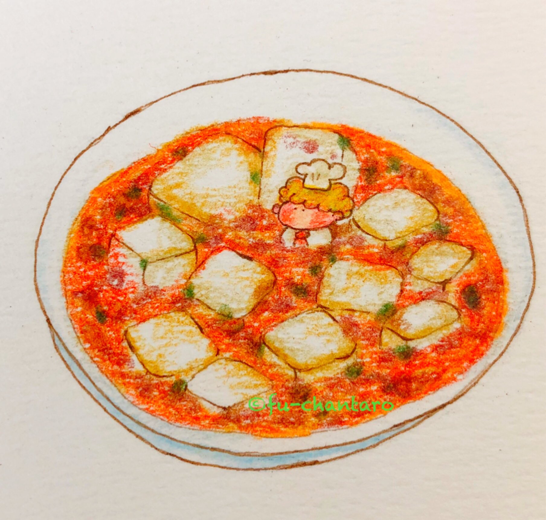 ふーちゃん太郎 Lineスタンプ発売中 辛めの麻婆豆腐 イラスト 色鉛筆 色鉛筆イラスト T Co Wory26li27 Twitter