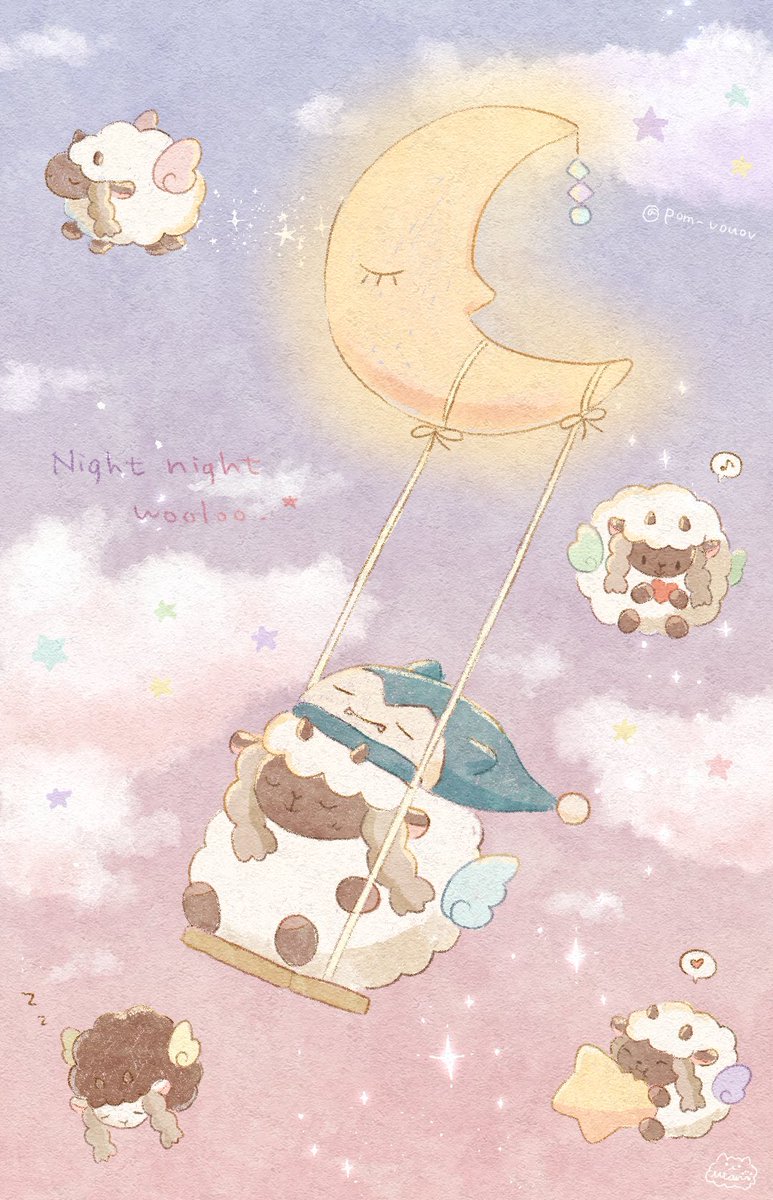 sheep no humans nightcap crescent moon moon star (symbol) sleeping  illustration images