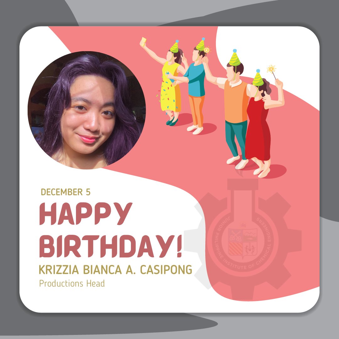 addujpiche's tweet photo. ๐๐ฎ๐ฝ๐ฝ๐ ๐๐ถ๐ฟ๐๐ต๐ฑ๐ฎ๐ to JPIChE's Productions Head, Krizzia Casipong ๐
Such a TALENTED and GAHOT head! JPIChE's events wouldn't be possible without you! ๐ฏ
We wish you all the best in your fam and acads. You can do it! God bless. Enjoy your day๐ฅฐ๐
#BuildingExChEllence https://t.co/M8qlYTTfJi