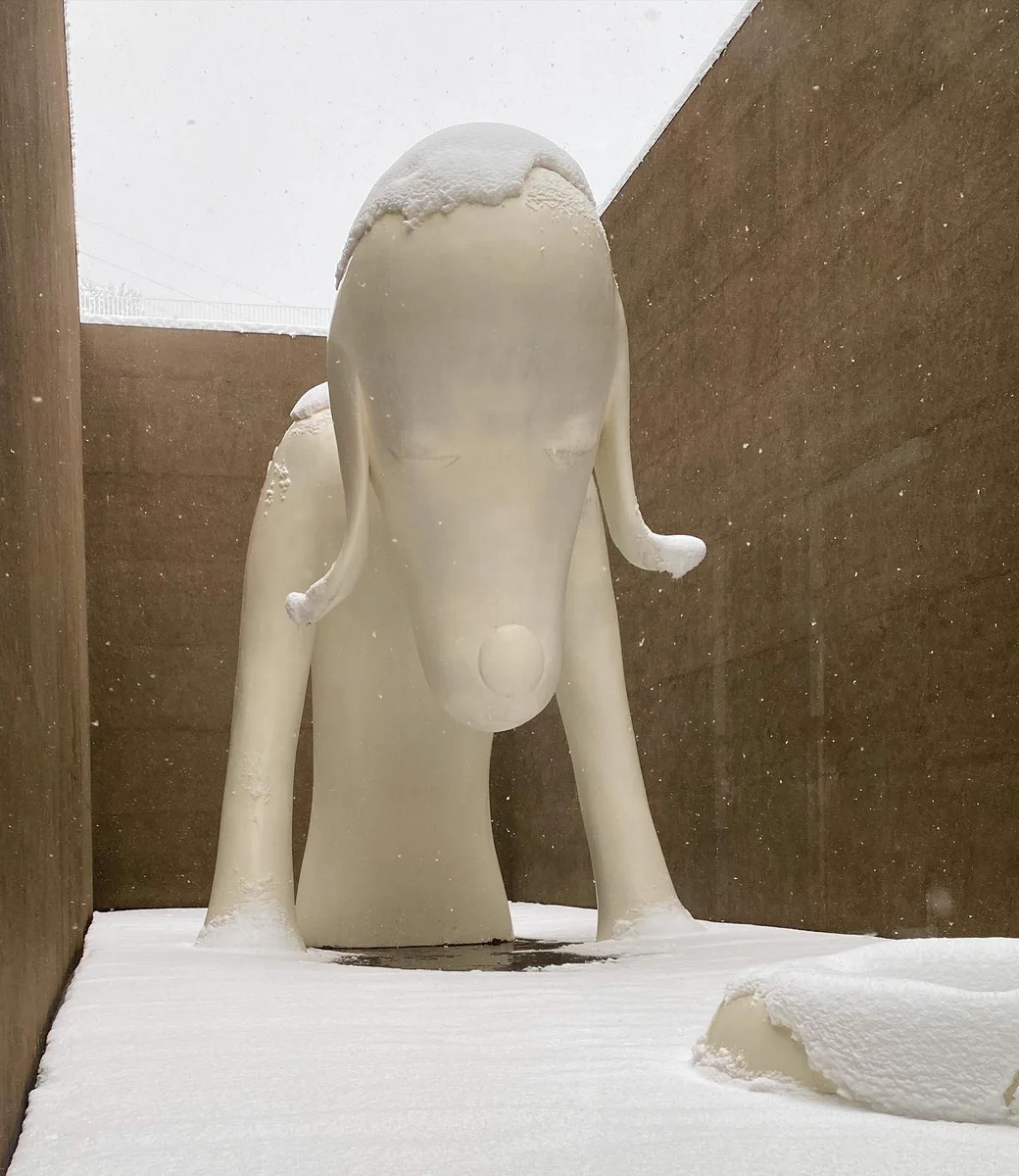 青森県立美術館 az X-en: „おはようございます。 昨晩降った雪で、今日