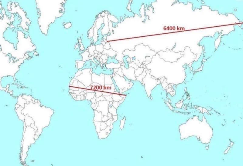 アフリカ大陸の幅とユーラシア大陸の幅の違い！実はアフリカの方が幅が広い！