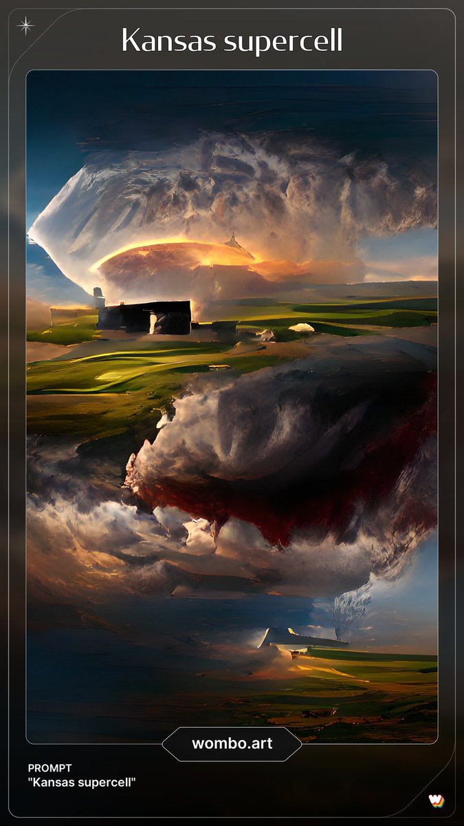 Asking an AI to create weather art!
Kansas supercell // Minnesota blizzard
Florida hurricane // Oklahoma tornado
#wxtwitter #AI #womboart @WOMBO https://t.co/j2r5he5fDj