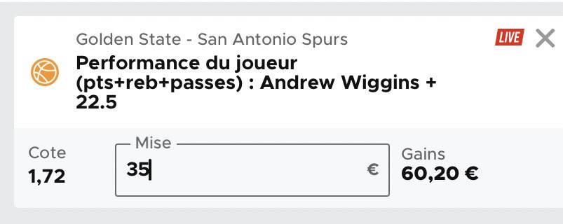 DoflaPronos's tweet photo. On va partir sur ca, attention blow out, mais y’a moyen que Wiggins reste sur jusqu’à la fin 

100€ OFFERTS https://t.co/Cw7ESMhTiU https://t.co/fM85KNDxp3