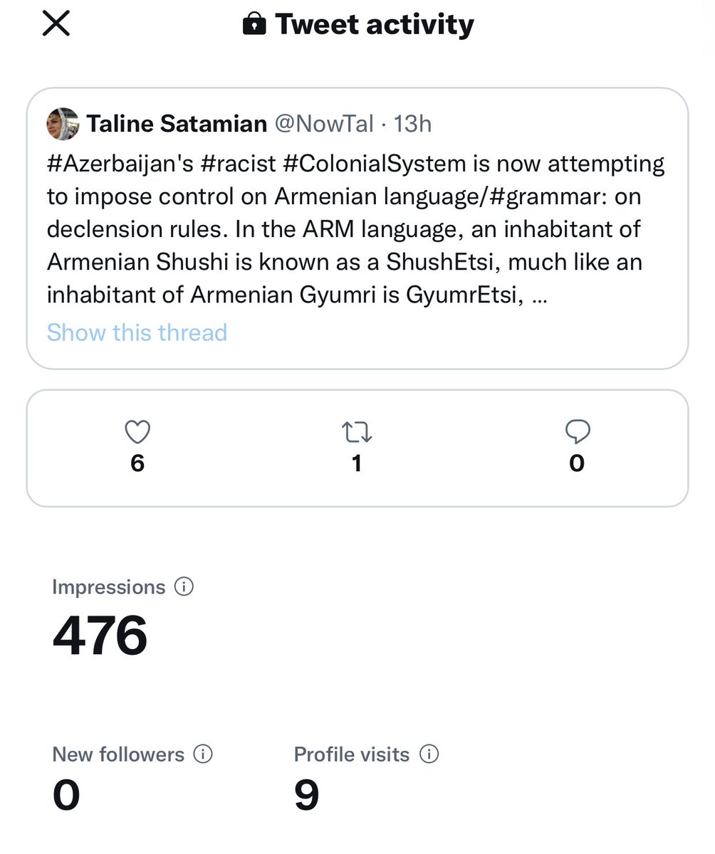 NowTal's tweet photo. Why did you grow #silence|t, @Mammadli_Azer ?
Don’t you want to distort and #force new rules of grammar on MY #indigenous language? #Armenia
#colonialsystem #Azerbaijan
And what are these silent Twitter accounts that look up my profile…visit my account? https://t.co/DNxJa9VUBB