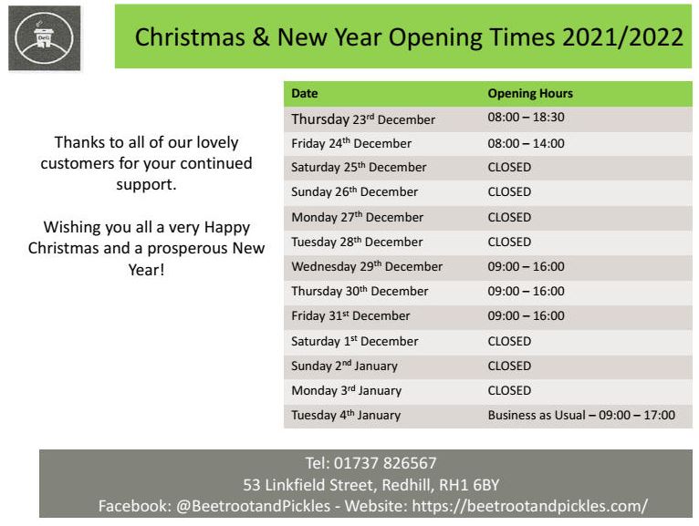 Xmas opening hours for Deli on the Hill. We're closing for a few days over Xmas for a well earned rest. Happy Xmas! #redhill #reigate #shoplocal #shopsmall