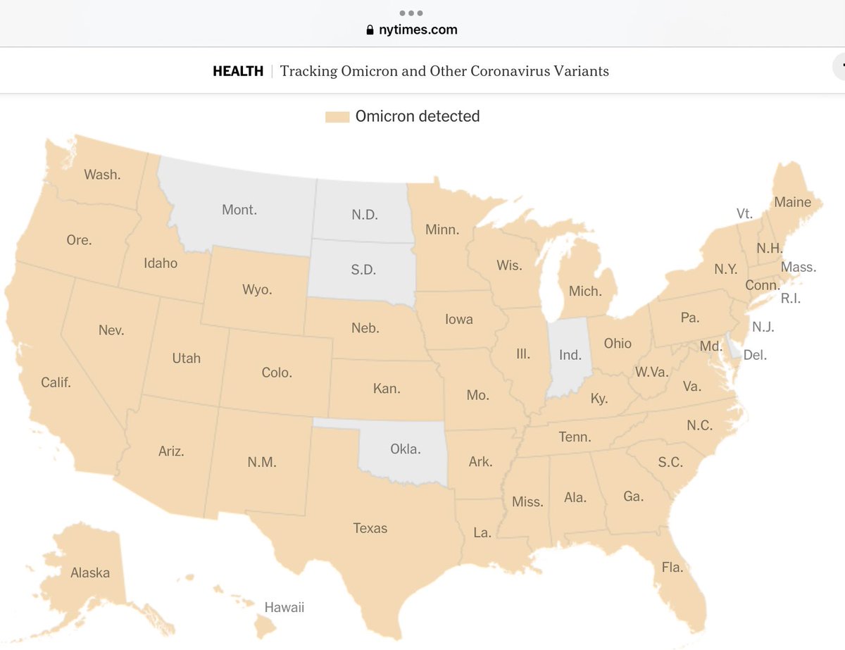 GeorgeMonks11's tweet photo. #Omicron has been identified in these 44 States, but Oklahoma isn’t one of them. #Oklahoma ranks last in Variant testing, is the only state to test less than 1% or fewer samples, and was the last state to identify the #alphavariant. The Oklahoma Pandemic Center opened Oct 2020. https://t.co/bzrNTTrNKj