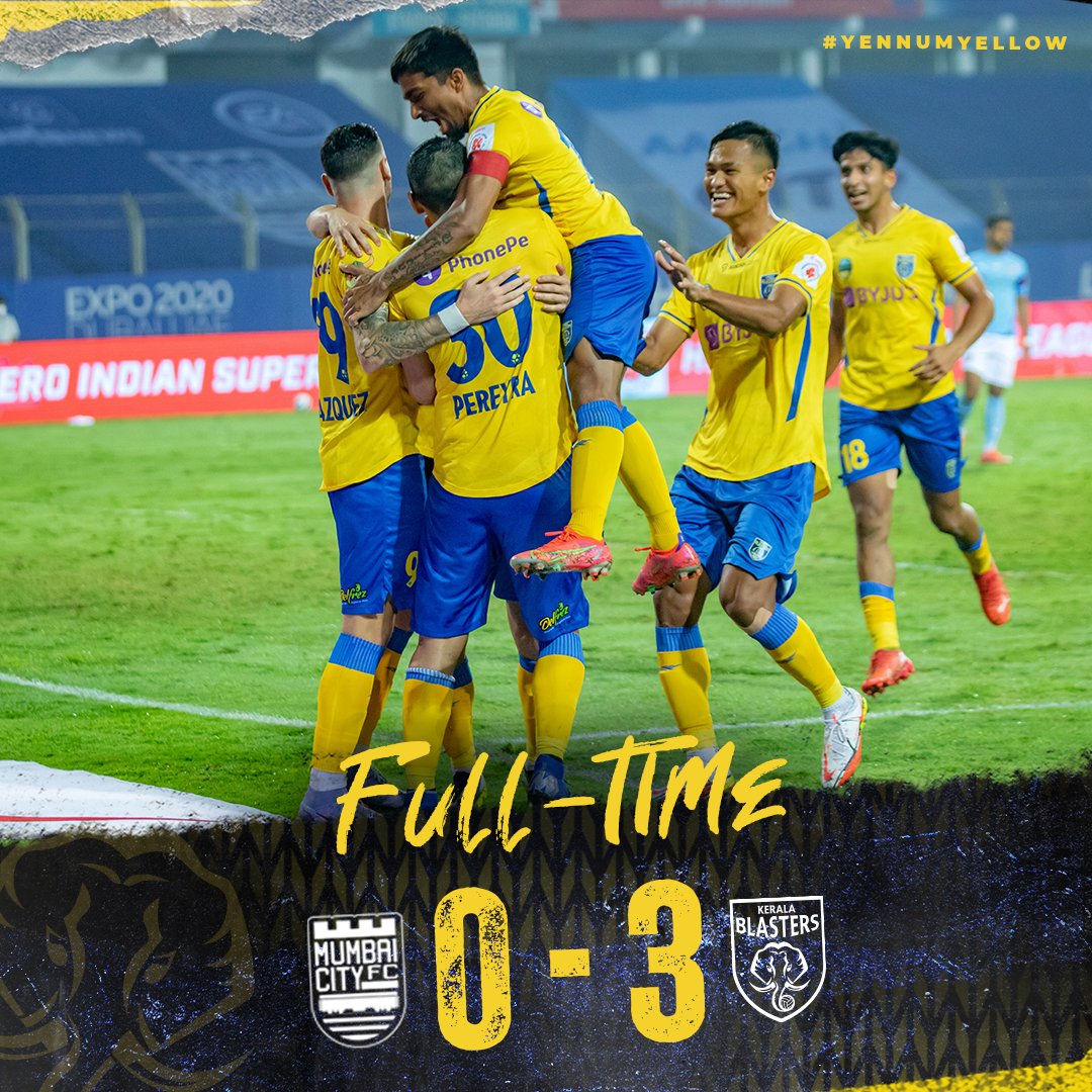 KeralaBlasters's tweet photo. 💛 An unforgettable night at Fatorda! 🤩

#MCFCKBFC #YennumYellow #KBFC #കേരളബ്ലാസ്റ്റേഴ്സ് https://t.co/3PMVrbAg85