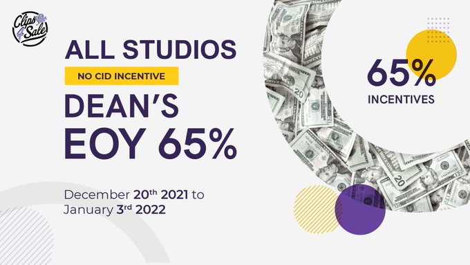 Get ready #StudioOwners, the DEAN'S EOY 65% Incentive starts at 12am EST on December 20th and runs through