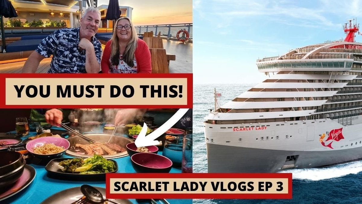 paulandcarole's tweet photo. 🌟New Video 🌟
Episode 3 of our #VirginVoyages #ScarletLady #cruise #vlogs we spend time at The Dock & The Groupie, have our first Korean BBQ at sea, and find out if brunch at the Wake is as good as everyone says it is!
⬇️
https://t.co/ZwX6fIUg5V
#thevirginway #cruising https://t.co/Gbj2ACREoK