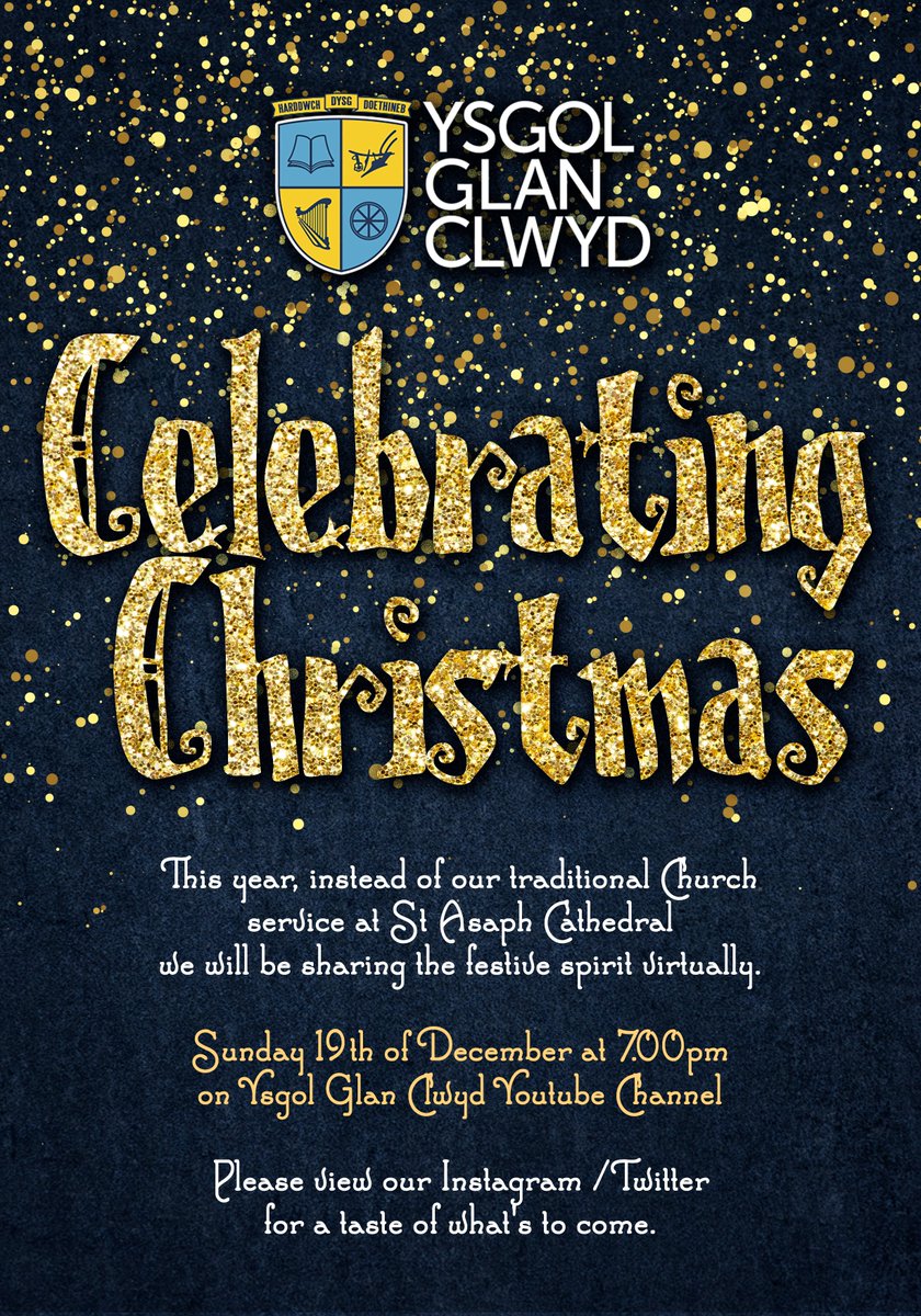 YsgolGlanClwyd's tweet photo. Cofiwch heno am 7!
'Dathlu'r Nadolig' gyda'n gilydd #TeuluYGC   
Our 'Celebrating Christmas' concert at 7 this evening  Dolen isod / Link below:
https://t.co/b8dqwfvwaU https://t.co/G6eQzRbHqT