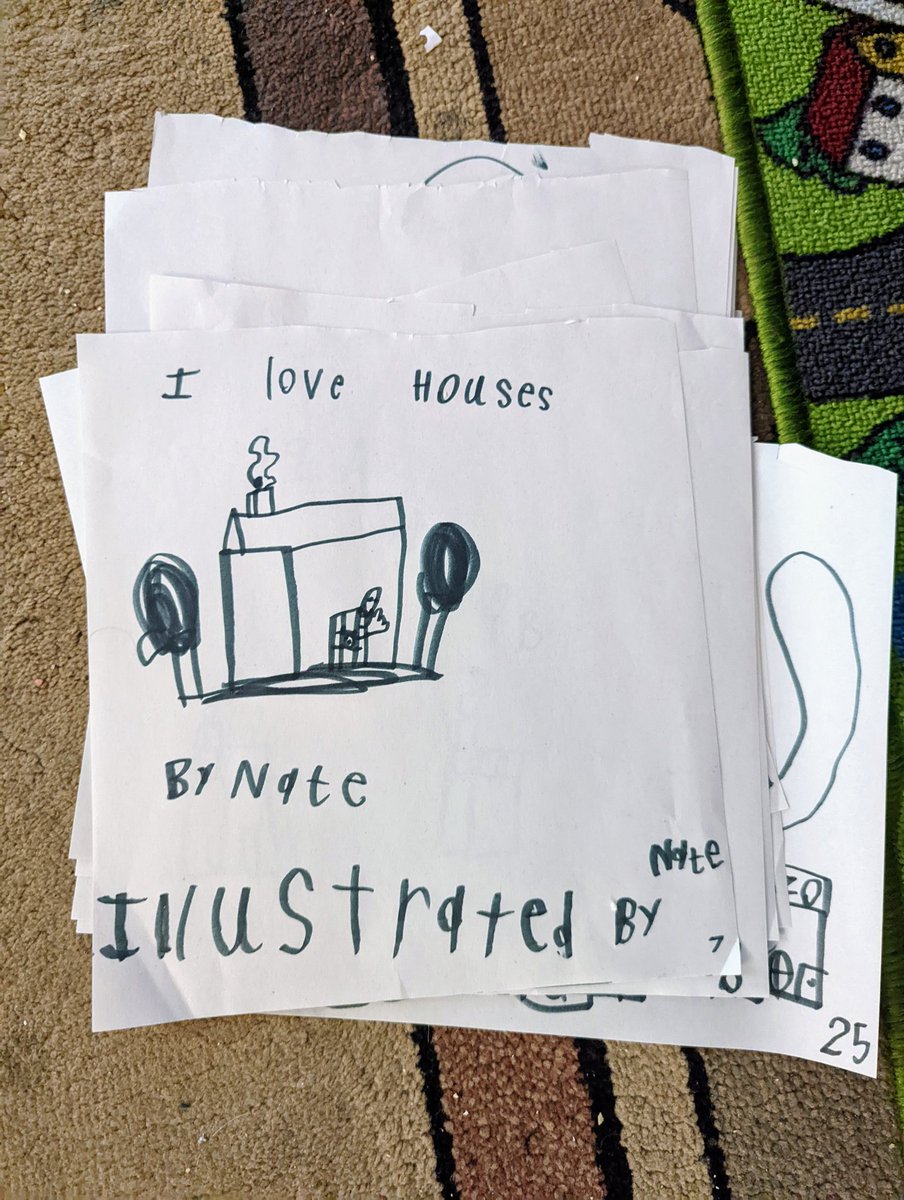 My 5 year old is also working on a book. He's on page 27! #WritingCommunity