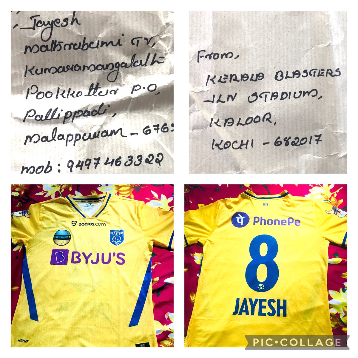 jayeshpktr's tweet photo. Thank You @KeralaBlasters  💛😘#kbfc #YennumYellow https://t.co/JdM6kjdr9K