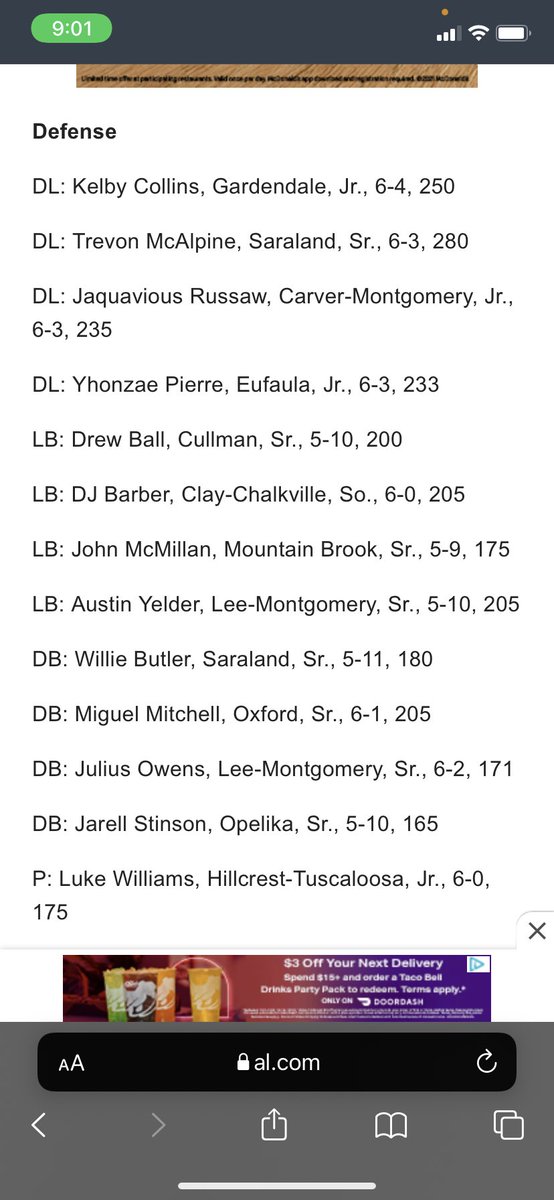 #AG2G🙏🏽 Blessed to make first team All-State. 6'0 211 LBS* al.com/highschoolspor… @CoachTWilson20 @AL6AFootball @ChadSimmons_ @Rivalsfbcamps @theleegenerals @AHSAAUpdates