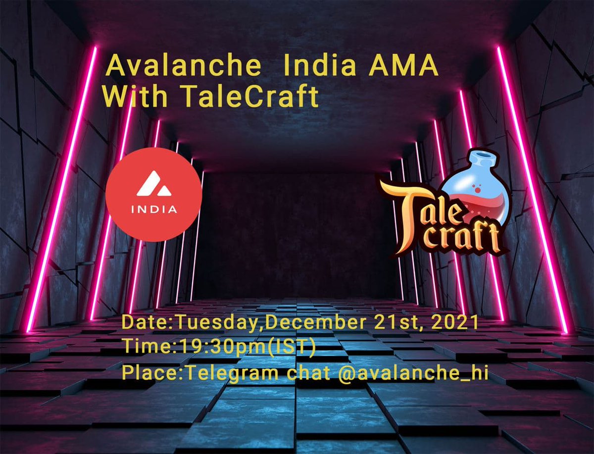 Team1IND's tweet photo. AMA Series #4

Join karein AMA @Talecraftio ke sath

🗓️Tuesday, 21/12/21
🕗7:30 pm IST
📍https://t.co/mOo2FPo7Z0
💰$250 

Apna question comments mein share karein English mein (max 3 questions) https://t.co/FrZi0azv80