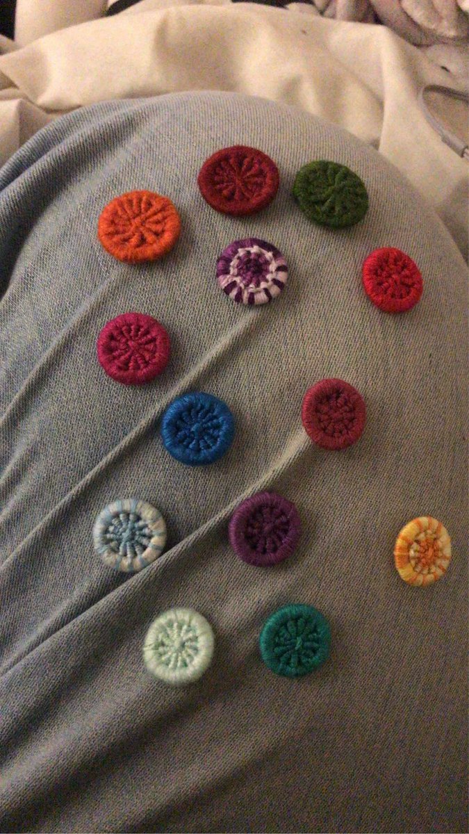 I never thought I’d find #stressrelief in making buttons, but here we are #procrastination