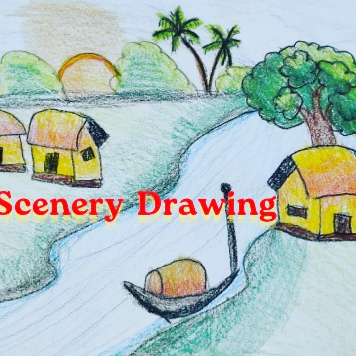 How to Draw Easy Scenery for Kids-Step by Step | Scenery drawing for kids,  Art drawings for kids, Landscape drawing for kids