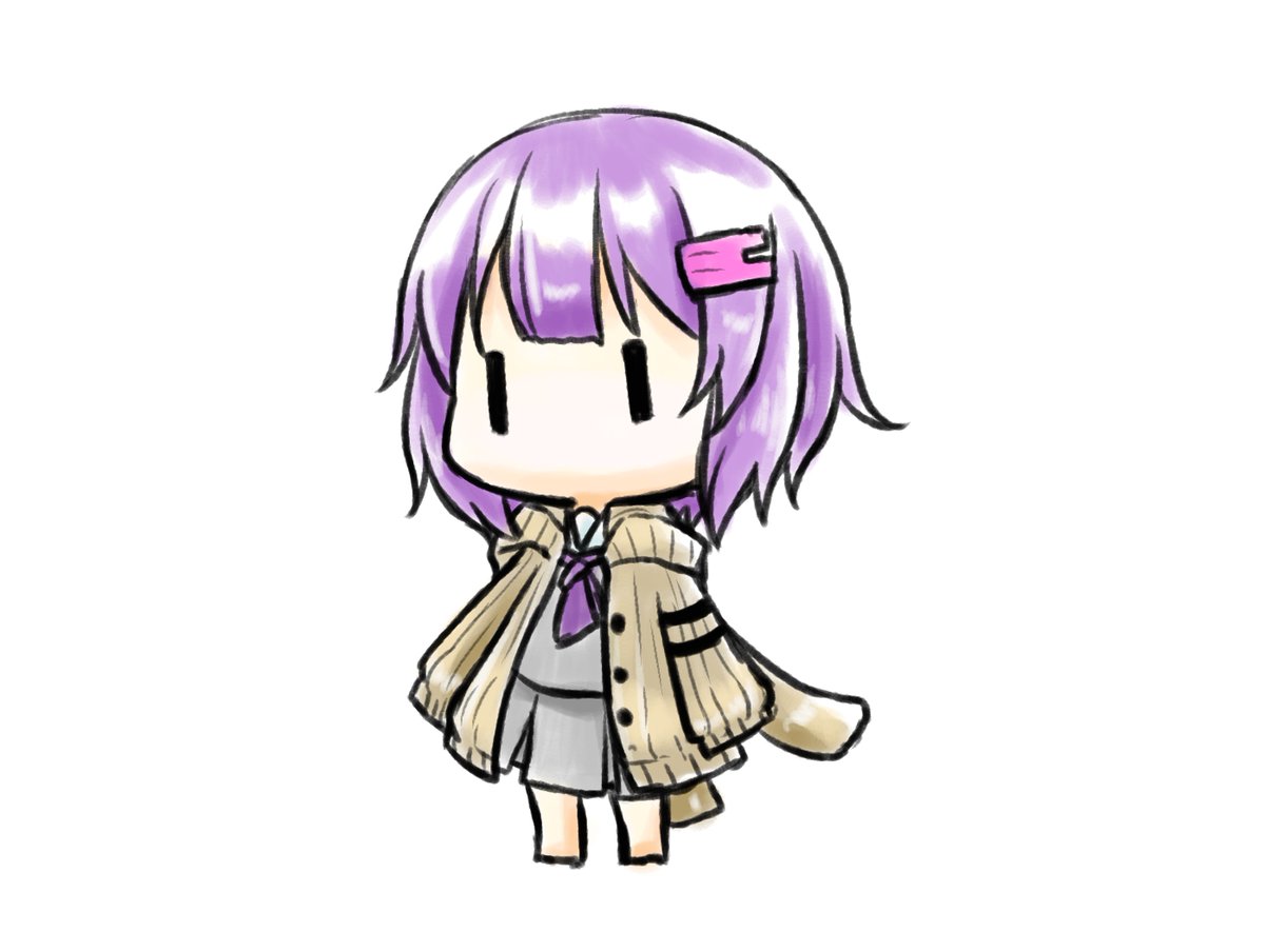 yuzuki yukari 1girl solo purple hair hair ornament skirt chibi white background  illustration images