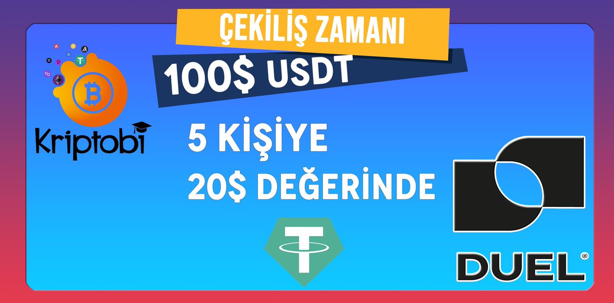 🎉 Duel Network &amp; Kriptobi Özel Çekilişi  🎉

🔹Kurallar 

▪️Bu postu RT+fav
▪️ Takip 👉 <a href="/kriptobi/">Kriptobi</a> @duel_network
▪️Katılım 👉 t.me/duelnetworkTR

Çekiliş: 23 Aralık'da Açıklanacak 
Ödül: 5 kişiye toplamda $100 $USDT