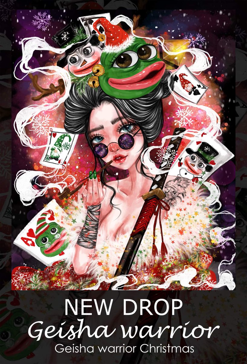 🥳New Drop🥳
Geisha warrior collection.
🌲#Christmas 🌲
Please check out my work at
opensea.io/collection/gei…
#pepe #pepethefrog
#Frog #NFT  #NFTcollector #NFTcollection #Anime  #NFTJapan #NFTThai #animegirl #AnimeNFT #NFTartist
 #OpenSea #OpenSeaNFT