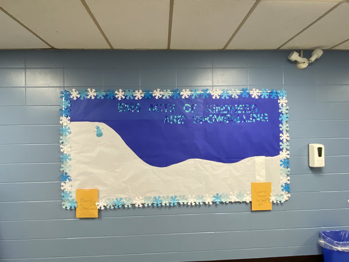 BlewittSciROX's tweet photo. Two Winter/holiday themed bulletin boards I put up. 1st is our advisory activity-a place for students and staff to make note or acts of kindness. 2nd is our team board-“What brings you Joy” this holiday season #emsrox #Emsscience #KindnessMatters #kindness https://t.co/wukieyDckG