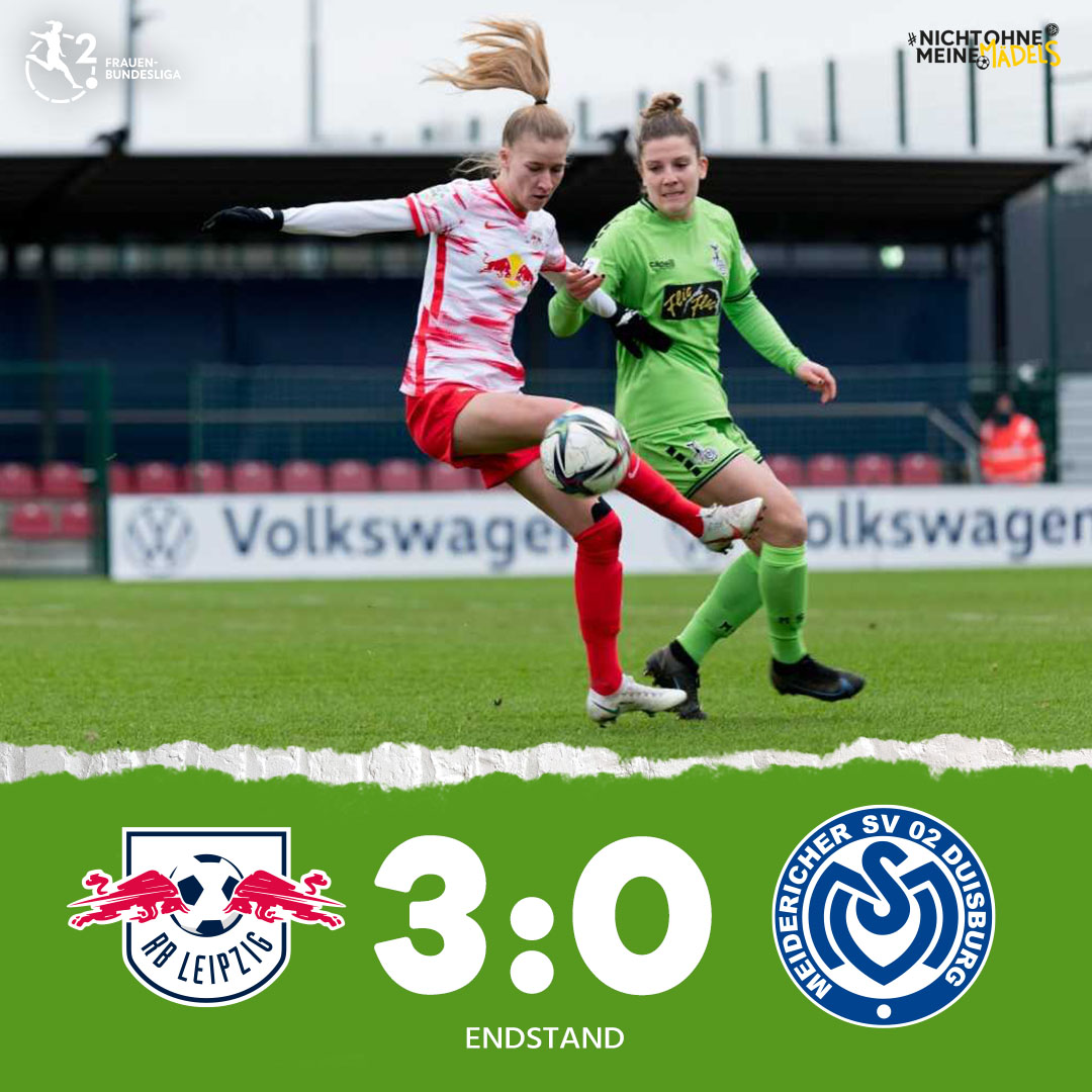 MSVDuisburg's tweet photo. Unsere #ZebraFrauen verlieren das letzte Spiel des Jahres bei @RBLeipzig mit 0:3. Kopf hoch, Mädels und im neuen Jahr wird wieder angegriffen! 🙏
#RBLMSV #herznumahier 💙 #NichtOhneMeineMädels https://t.co/61hjKjAcHe