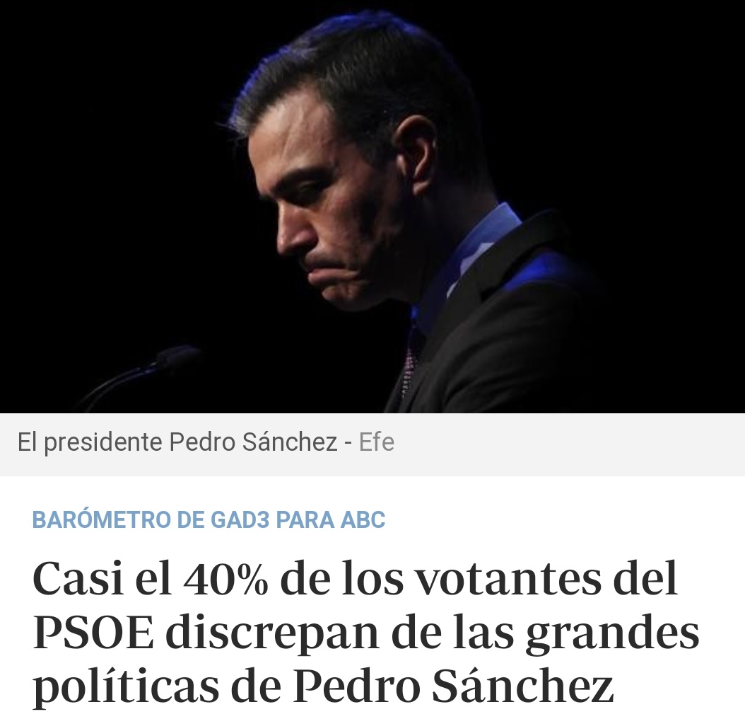 No me extraña:

El precio de la luz.
El acoso al castellano.
La pérdida de peso internacional.
La gestión de la pandemia.
La utilización de los sindicatos.
La gestión económica. 
El empecinamiento por cambiar la reforma laboral...

Etc, etc, etc, etc...

Es normal.