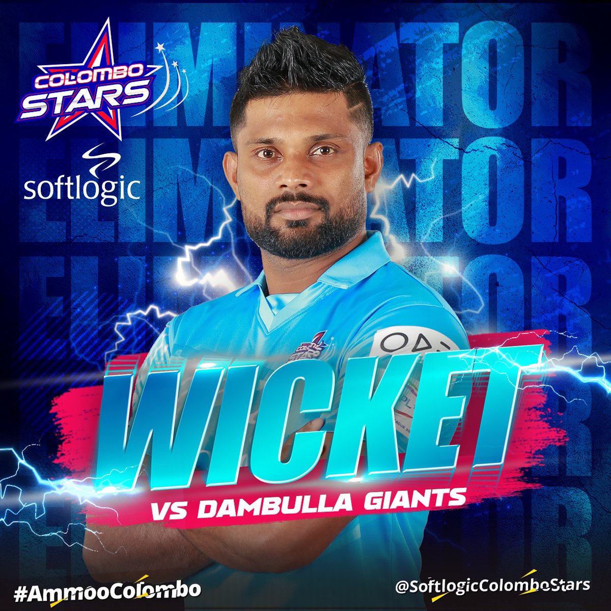Seekkuge gets his first wicket in the first ball of his spell 

#AmmooColombo #ColomboStars #Softlogic