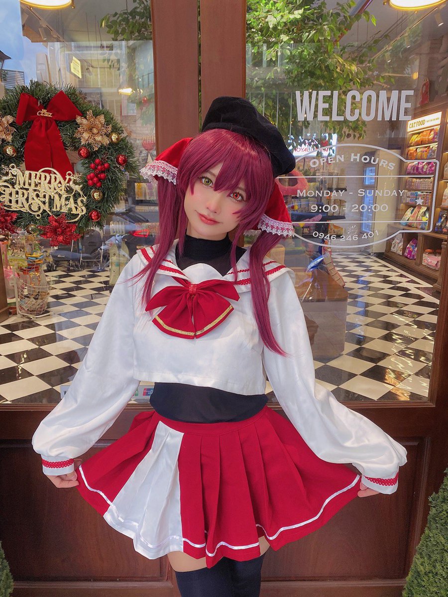 "Ahoy! Houshou Pirate Captain, Houshou Marine here!" 
Houshou Marine in sailor uniform outfit is Tier 1 December ♥️♥️♥️
Support your captain at patreon.com/vmingtao