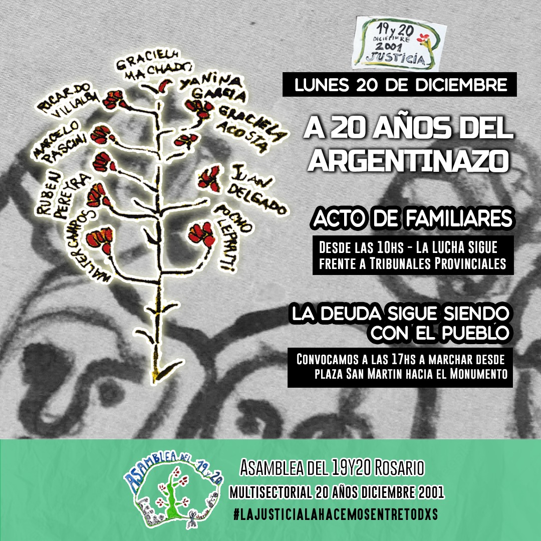 CelesteLepratti's tweet photo. 19 y 20
A 20 años en la calle y encontrándonos!.
#Diciembre2001
#Masacre2001
#39Presentes
#ElEstadoEsResponsable
#ContraLaImpunidadDeAyerYDeHoy
Toda mi solidaridad con el pueblo q resiste #FuerzaChubut
#BajenLasArmas
#LaÚnicaDeudaEsConElPueblo
Pocho Vive!
#LaLuchaSigue https://t.co/TWVl5dN80D