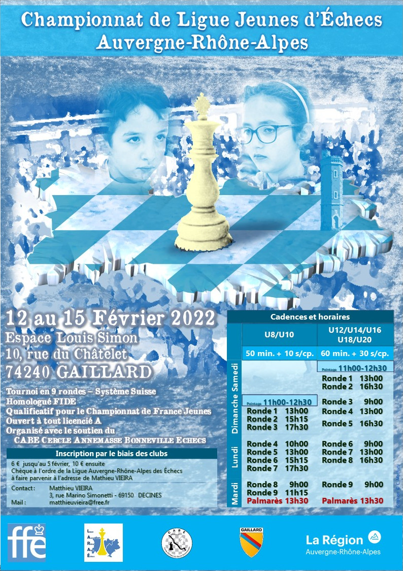 CabeEchecs's tweet image. #chanpionnatjeunes #liguearaechecs #annemasse
Des têtes connues ... 😀
ligue-ara-echecs.fr/%C3%A9v%C3%A8n…
Le Championnat de Ligue Jeunes, c’est le grand rendez-vous des Échecs en Auvergne-Rhône-Alpes !
Après les différentes sélections départementales, plus de 250 jeunes de toute la région..